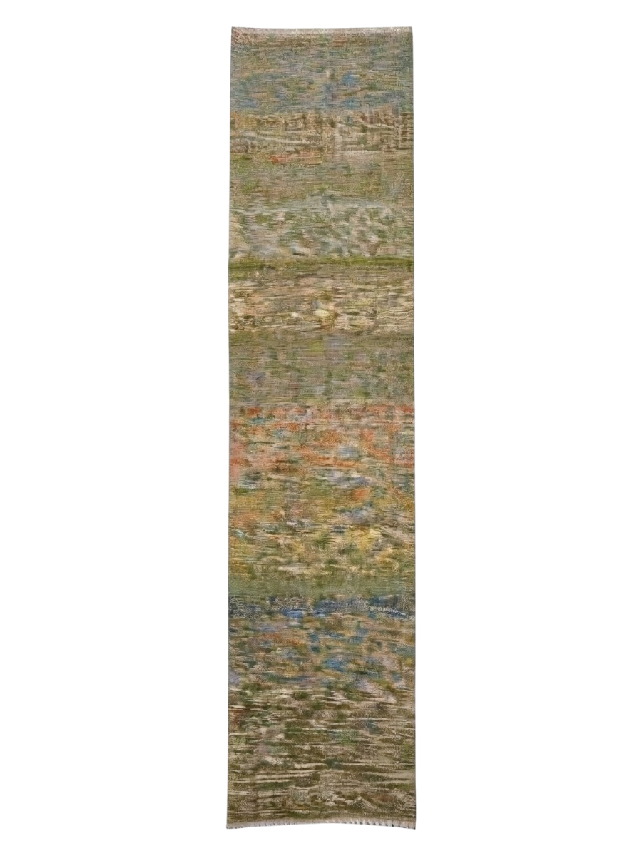 Dusk Olive Kilim Runner - Size: 300 x 80 cm (9'10" x 2'7")