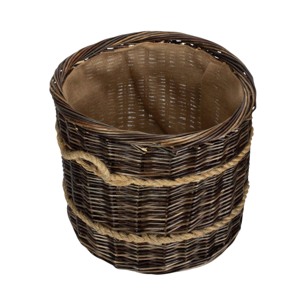 Round Hessian Lined Heritage Rope Lined Log Basket