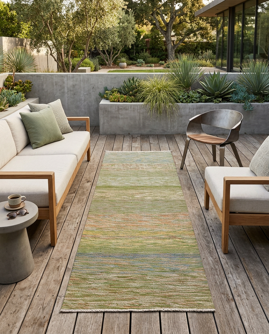 Dusk Olive Kilim Runner - Size: 300 x 80 cm (9'10" x 2'7")